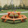 VXL8721102643286 m en hd 1 Masă de picnic pentru 6 copii cu bănci lemn masiv brad, hexagon VXL8721102643286 m en hd 1