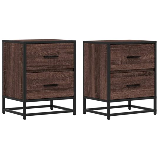 Alternative view of Noptiere, 2 buc., stejar maro, 40x31x50 cm, lemn compozit
