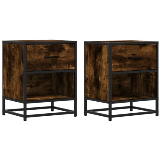 Alternative view of Noptiere, 2 buc., stejar fumuriu, 40x31x50 cm, lemn compozit