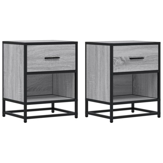 Alternative view of Noptiere, 2 buc., gri sonoma, 40x31x50 cm, lemn compozit