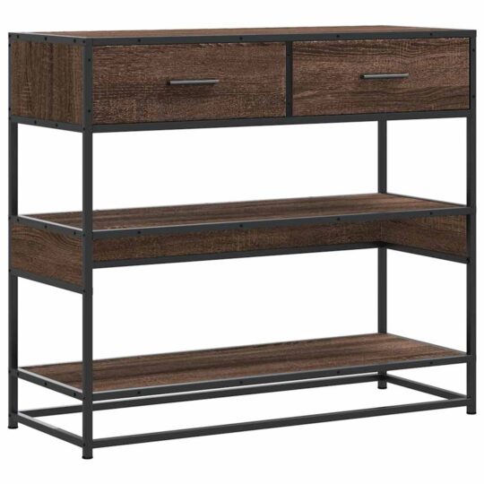 Alternative view of Măsuță consolă, stejar maro, 90x35x80 cm, lemn prelucrat