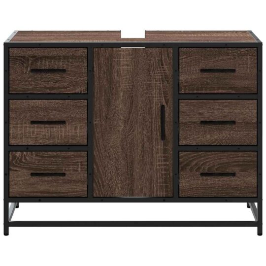 VXL8721102843426 g en hd 3 Dulap chiuveta de baie, stejar maro, 80x33x60 cm, lemn compozit VXL8721102843426 g en hd 3