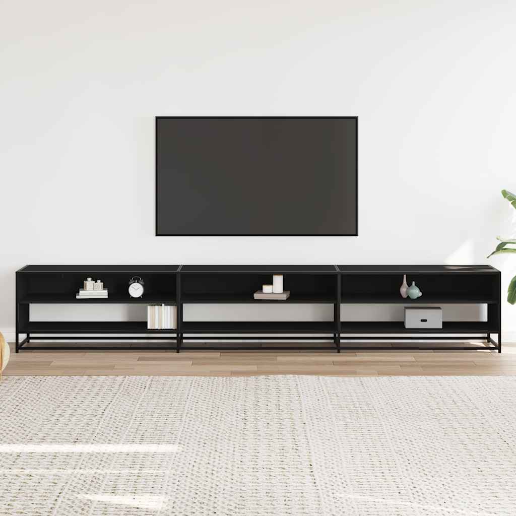 VXL8721102923166 g en hd 1 Comodă TV, negru, 270x40x46 cm, lemn prelucrat Comodă TV, negru, 270x40x46 cm, lemn prelucrat - imagine 3