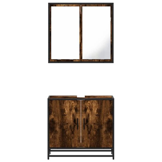 VXL8721102923937 g en hd 3 Set mobilier de baie, 2 piese, stejar fumuriu, lemn prelucrat VXL8721102923937 g en hd 3