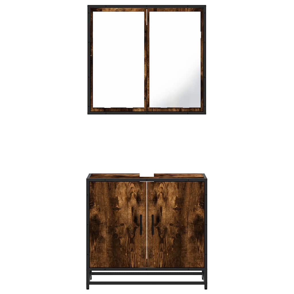 VXL8721102923937 g en hd 3 Set mobilier de baie, 2 piese, stejar fumuriu, lemn prelucrat Set mobilier de baie, 2 piese, stejar fumuriu, lemn prelucrat - imagine 5
