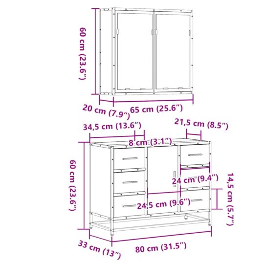 VXL8721102924071 g en hd 9 Set mobilier de baie, 2 piese, stejar sonoma, lemn prelucrat VXL8721102924071 g en hd 9