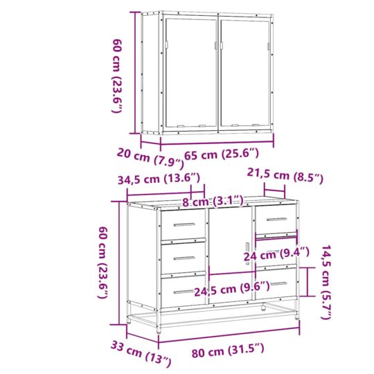 VXL8721102924101 g en hd 9 Set mobilier de baie, 2 piese, stejar maro, lemn prelucrat VXL8721102924101 g en hd 9