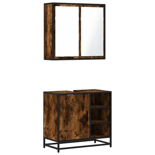 VXL8721102924132 a en hd 1 Set mobilier de baie, 2 piese, stejar fumuriu, lemn prelucrat VXL8721102924132 a en hd 1