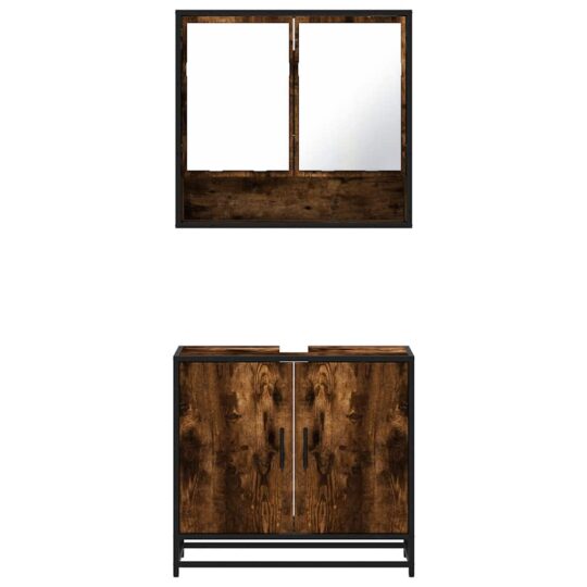 VXL8721102924231 g en hd 3 Set mobilier de baie, 2 piese, stejar fumuriu, lemn prelucrat VXL8721102924231 g en hd 3