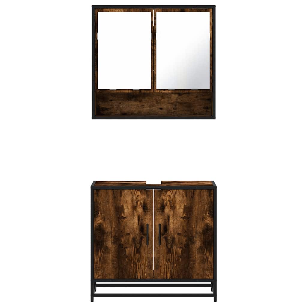 VXL8721102924231 g en hd 3 Set mobilier de baie, 2 piese, stejar fumuriu, lemn prelucrat Set mobilier de baie, 2 piese, stejar fumuriu, lemn prelucrat - imagine 5
