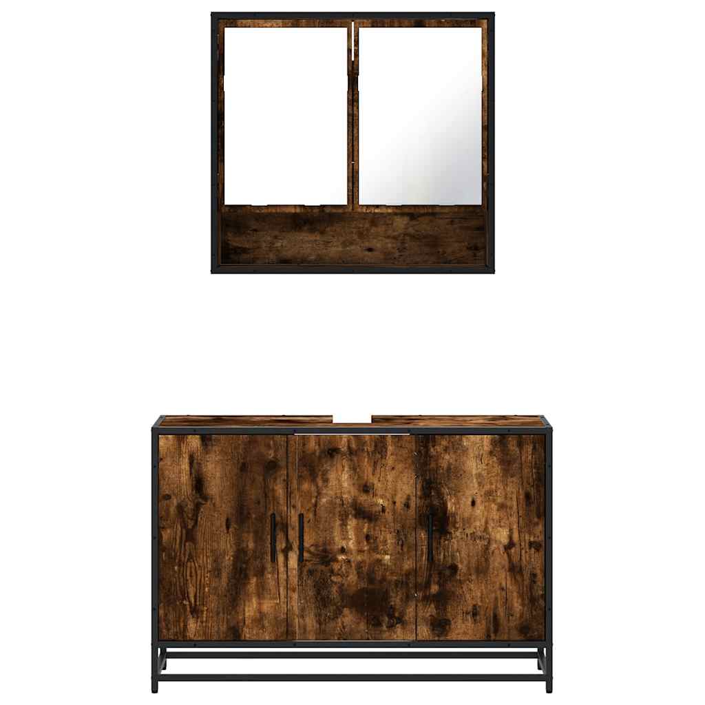 VXL8721102924286 g en hd 3 Set mobilier de baie, 2 piese, stejar fumuriu, lemn prelucrat Set mobilier de baie, 2 piese, stejar fumuriu, lemn prelucrat - imagine 5