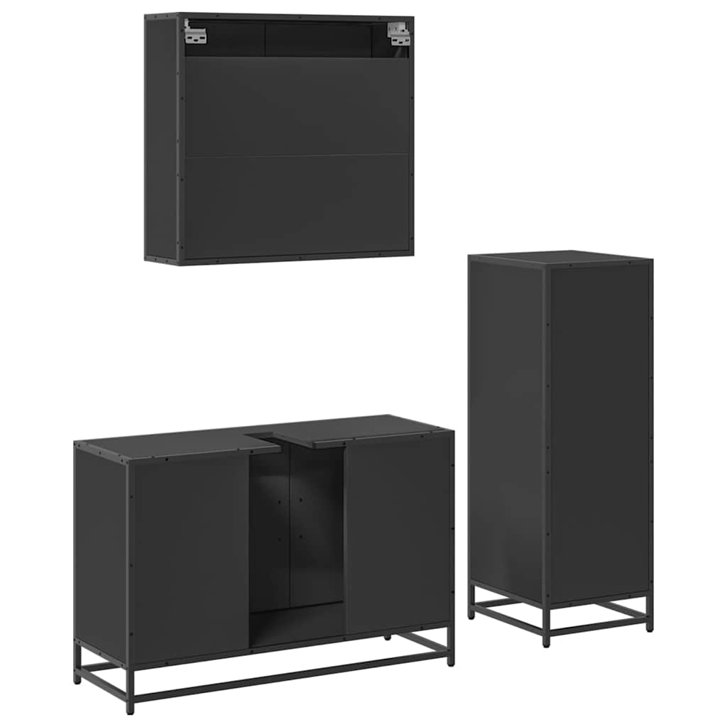VXL8721102924569 g en hd 6 Set mobilier de baie, 3 piese, negru, lemn compozit Set mobilier de baie, 3 piese, negru, lemn compozit - imagine 8