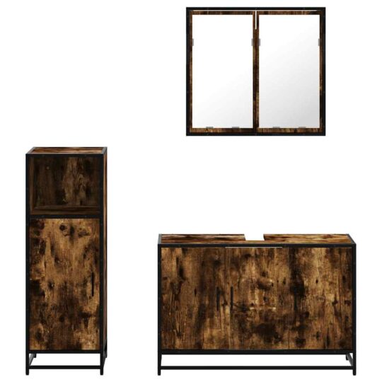 VXL8721102924583 g en hd 3 Set mobilier de baie, 3 piese, stejar fumuriu, lemn prelucrat VXL8721102924583 g en hd 3