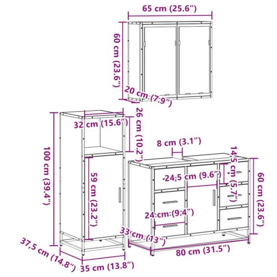 VXL8721102924699 g en hd 9 Set mobilier de baie, 3 piese, gri sonoma, lemn prelucrat VXL8721102924699 g en hd 9