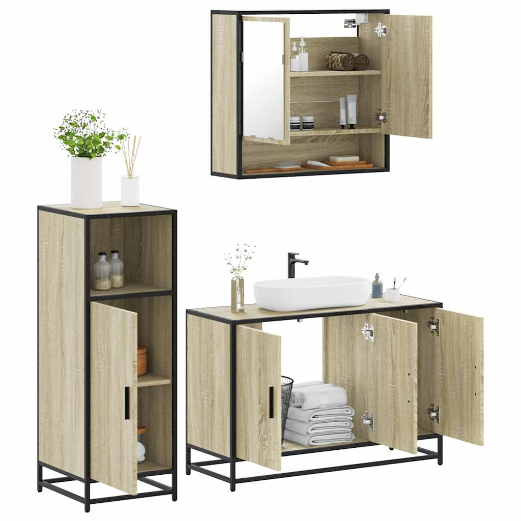VXL8721102924873 m en hd 1 Set mobilier de baie, 3 piese, stejar sonoma, lemn prelucrat Set mobilier de baie, 3 piese, stejar sonoma, lemn prelucrat