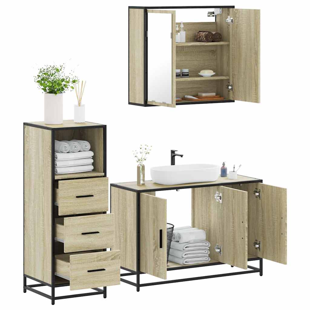 VXL8721102925177 m en hd 1 Set mobilier de baie, 3 piese, stejar sonoma, lemn prelucrat Set mobilier de baie, 3 piese, stejar sonoma, lemn prelucrat