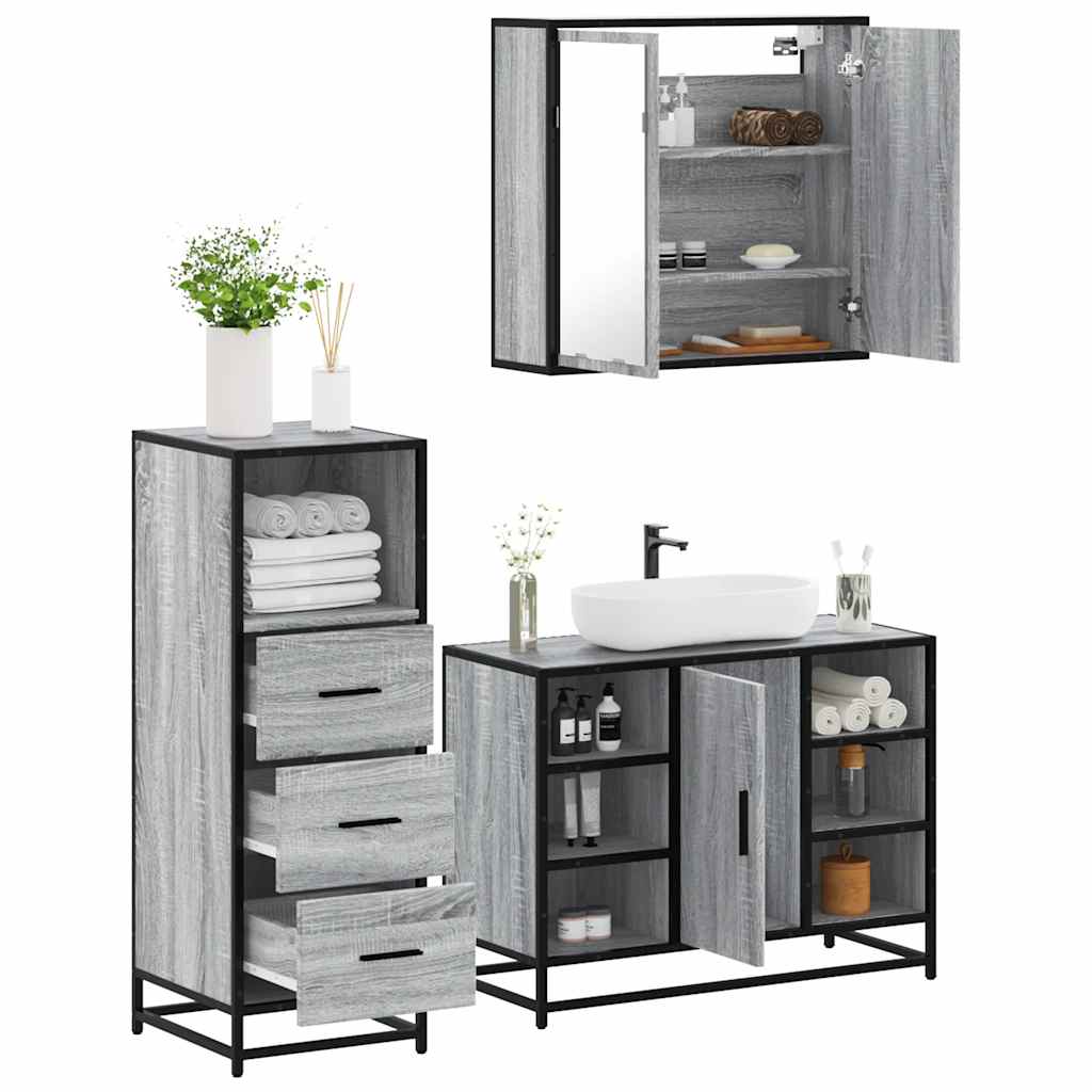 VXL8721102925399 m en hd 1 Set mobilier de baie, 3 piese, gri sonoma, lemn prelucrat Set mobilier de baie, 3 piese, gri sonoma, lemn prelucrat