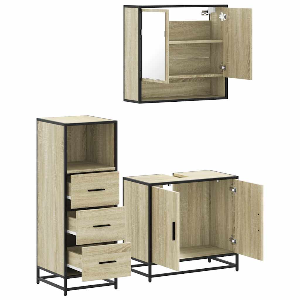 VXL8721102925429 g en hd 6 Set mobilier de baie, 3 piese, stejar sonoma, lemn prelucrat Set mobilier de baie, 3 piese, stejar sonoma, lemn prelucrat - imagine 8