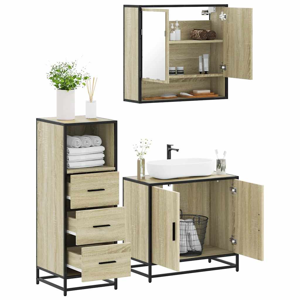 VXL8721102925429 m en hd 1 Set mobilier de baie, 3 piese, stejar sonoma, lemn prelucrat Set mobilier de baie, 3 piese, stejar sonoma, lemn prelucrat