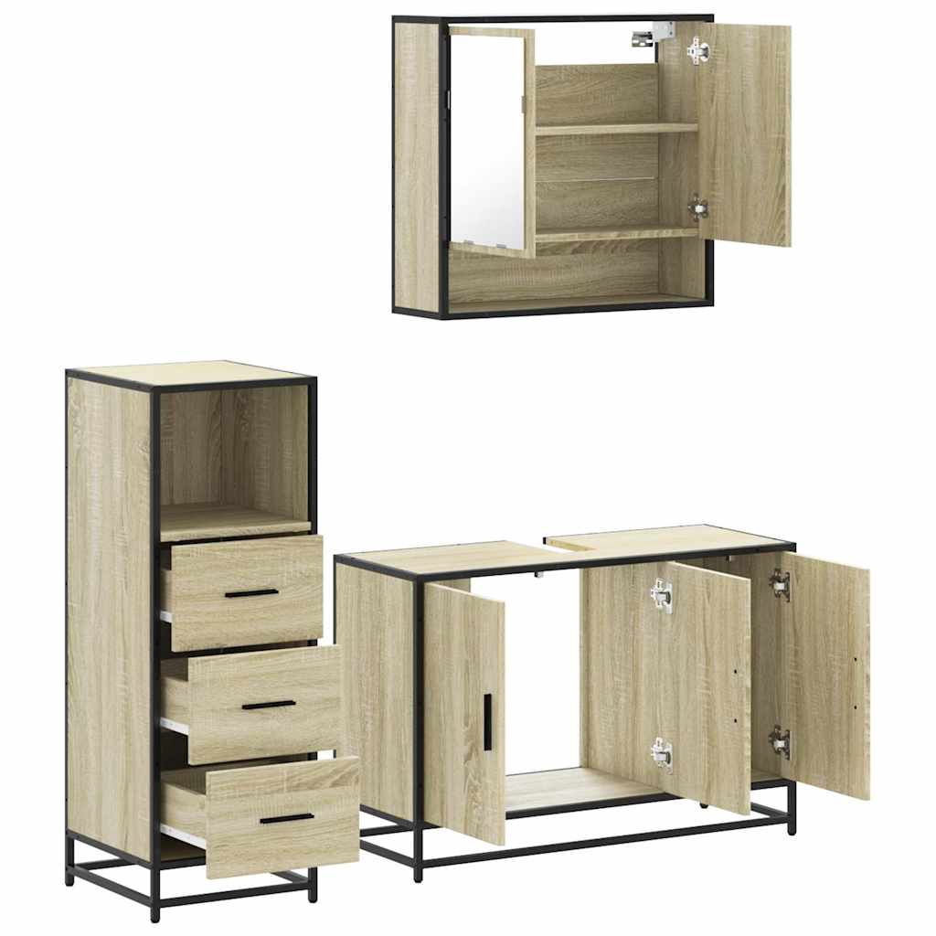 VXL8721102925474 g en hd 6 Set mobilier de baie, 3 piese, stejar sonoma, lemn prelucrat Set mobilier de baie, 3 piese, stejar sonoma, lemn prelucrat - imagine 8