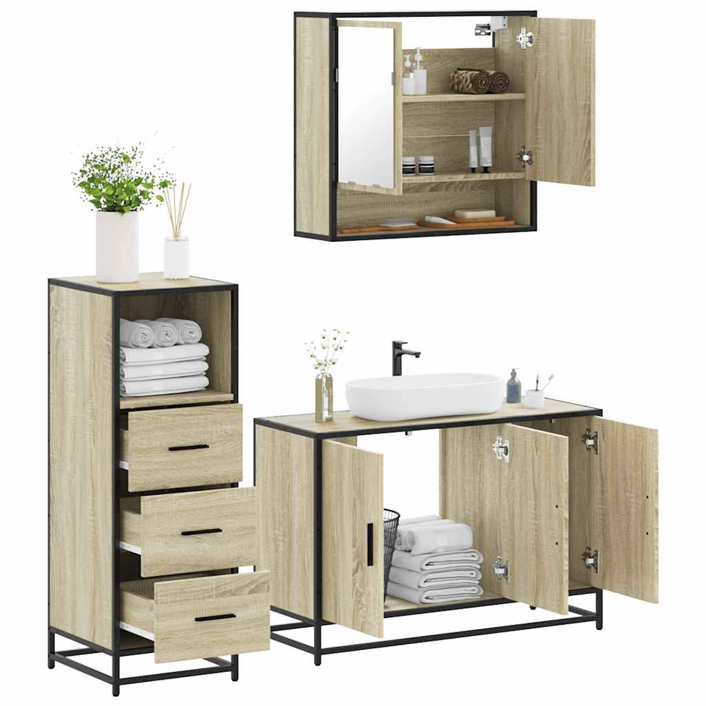 VXL8721102925474 m en hd 1 Set mobilier de baie, 3 piese, stejar sonoma, lemn prelucrat Set mobilier de baie, 3 piese, stejar sonoma, lemn prelucrat
