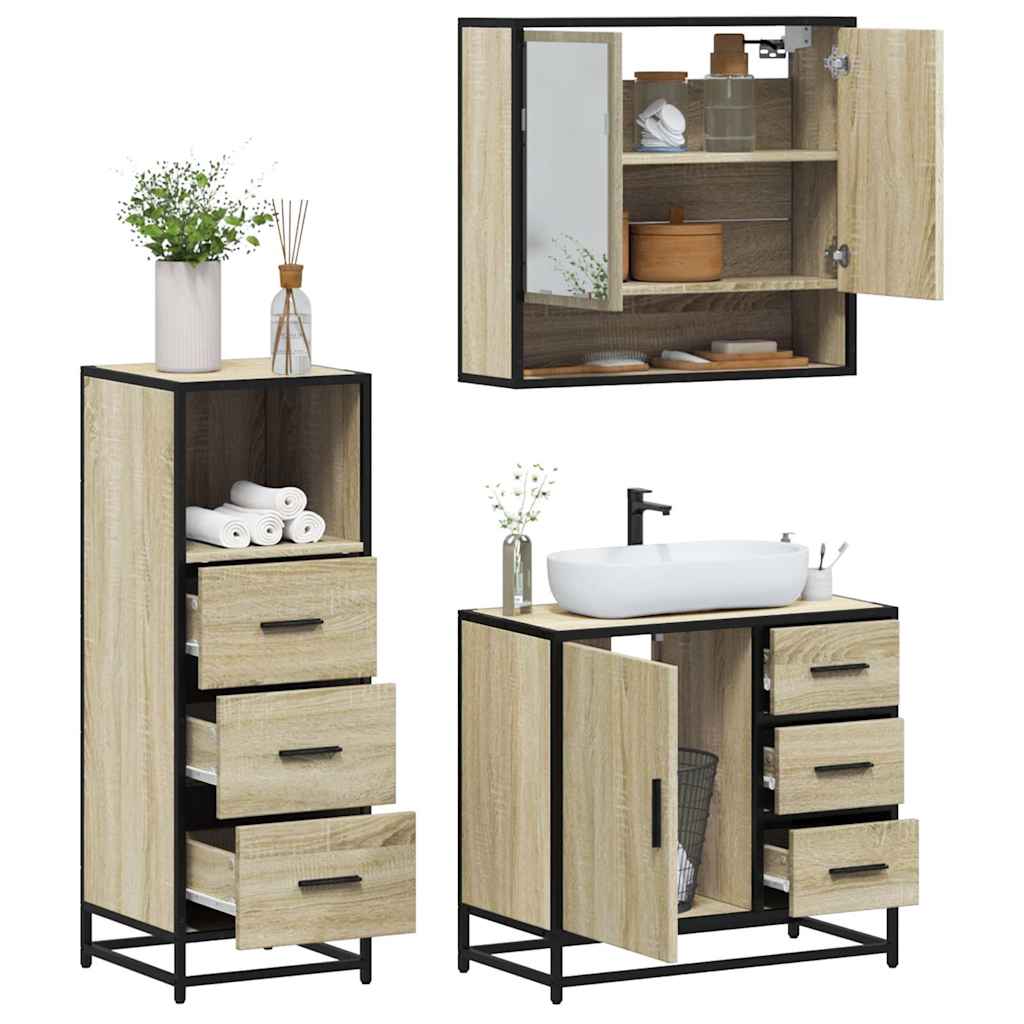 VXL8721102925528 m en hd 1 Set mobilier de baie, 3 piese, stejar sonoma, lemn prelucrat Set mobilier de baie, 3 piese, stejar sonoma, lemn prelucrat