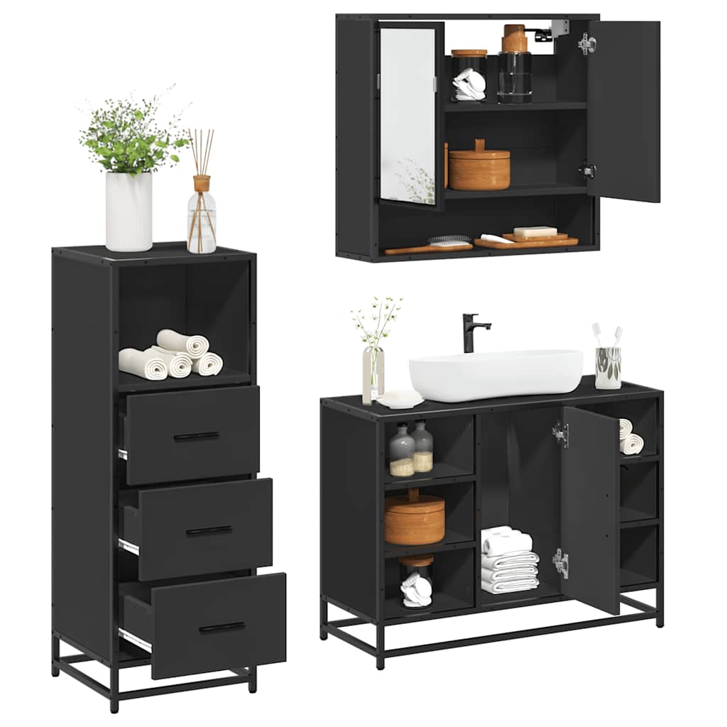 VXL8721102925665 m en hd 1 Set mobilier de baie, 3 piese, negru, lemn compozit Set mobilier de baie, 3 piese, negru, lemn compozit