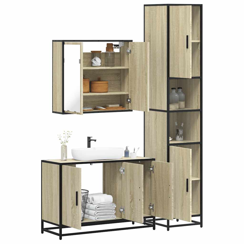 VXL8721102925771 m en hd 1 Set mobilier de baie, 3 piese, stejar sonoma, lemn prelucrat Set mobilier de baie, 3 piese, stejar sonoma, lemn prelucrat