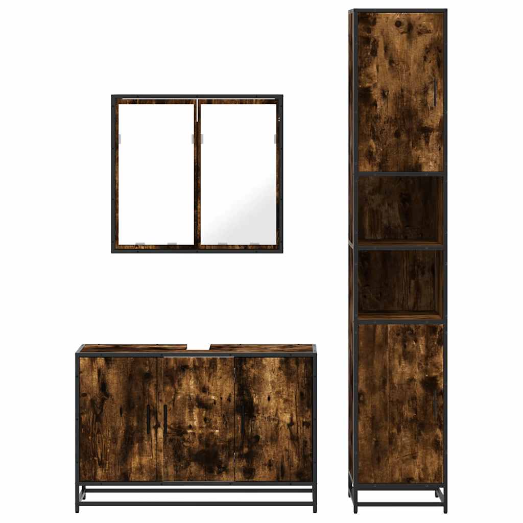 VXL8721102925788 g en hd 3 Set mobilier de baie, 3 piese, stejar fumuriu, lemn prelucrat Set mobilier de baie, 3 piese, stejar fumuriu, lemn prelucrat - imagine 5