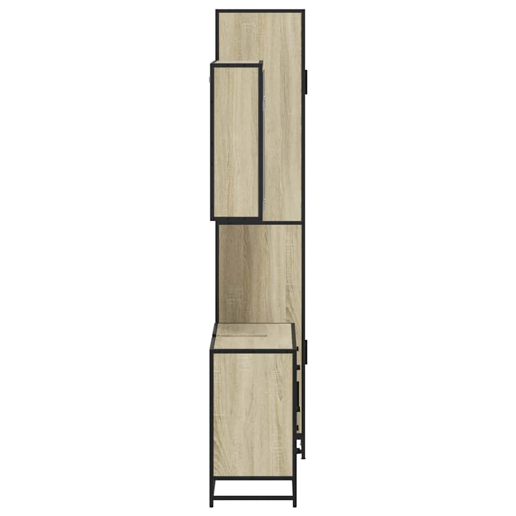 VXL8721102925870 g en hd 4 Set mobilier de baie, 3 piese, stejar sonoma, lemn prelucrat Set mobilier de baie, 3 piese, stejar sonoma, lemn prelucrat - imagine 6