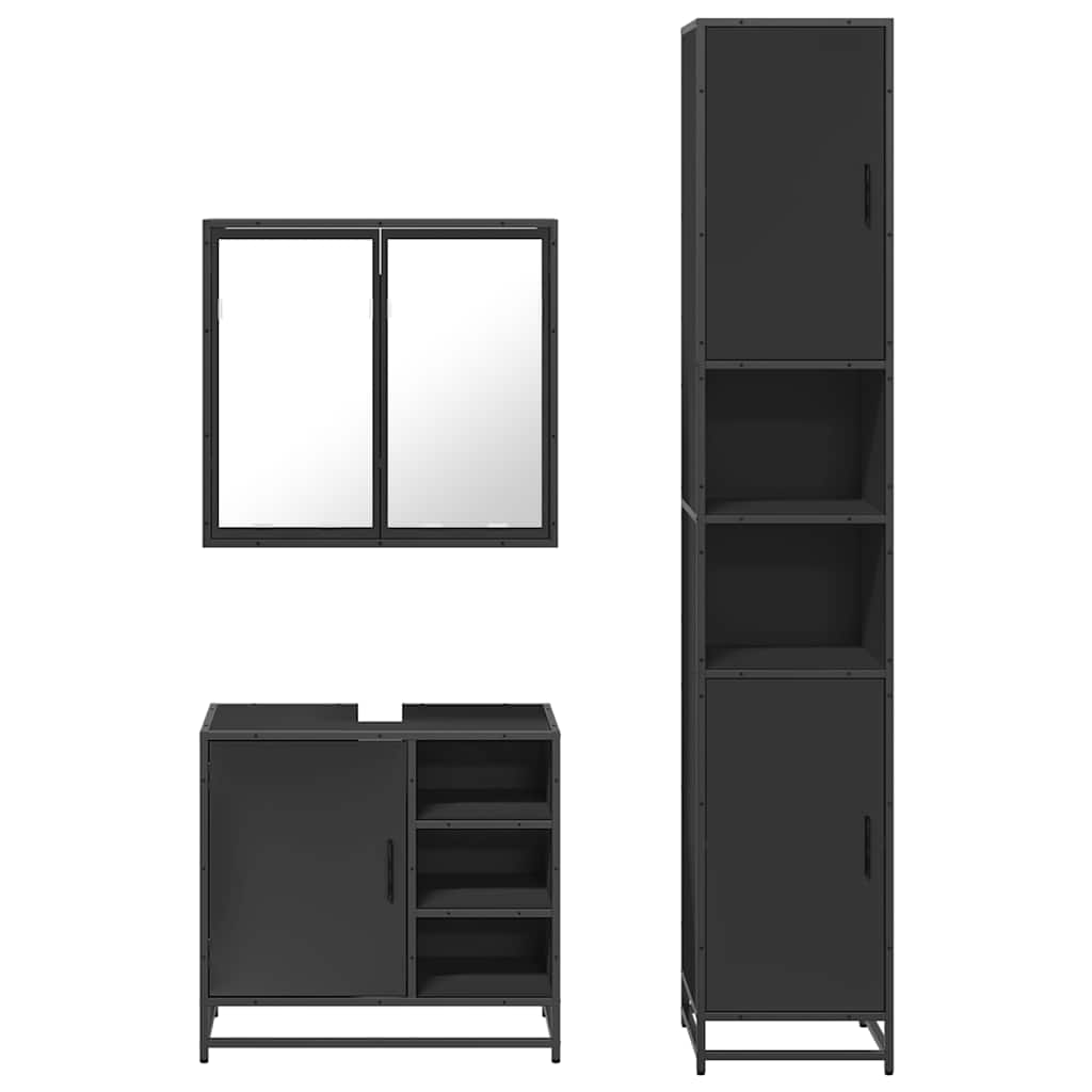 VXL8721102925917 g en hd 3 Set mobilier de baie, 3 piese, negru, lemn compozit Set mobilier de baie, 3 piese, negru, lemn compozit - imagine 5