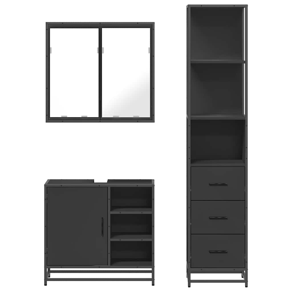 VXL8721102926518 g en hd 3 Set mobilier de baie, 3 piese, negru, lemn compozit Set mobilier de baie, 3 piese, negru, lemn compozit - imagine 5