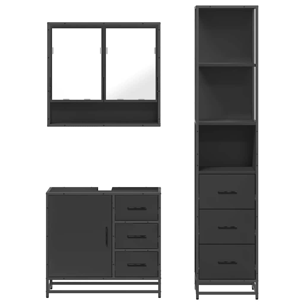 VXL8721102926815 g en hd 3 Set mobilier de baie, 3 piese, negru, lemn compozit Set mobilier de baie, 3 piese, negru, lemn compozit - imagine 5