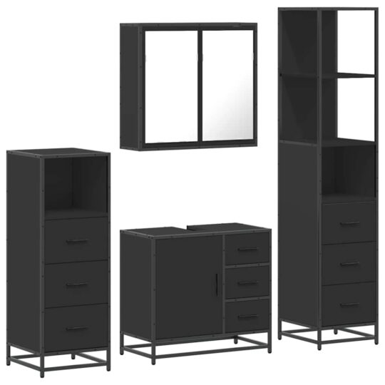 VXL8721102927614 a en hd 1 Set de mobilier de baie 4 piese Lemn negru prelucrat VXL8721102927614 a en hd 1