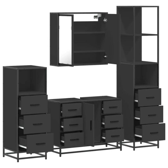 VXL8721102927669 g en hd 4 Set de mobilier de baie 4 piese Lemn negru prelucrat VXL8721102927669 g en hd 4