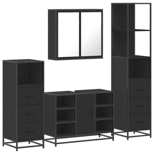 VXL8721102927768 a en hd 1 Set de mobilier de baie 4 piese Lemn negru prelucrat VXL8721102927768 a en hd 1