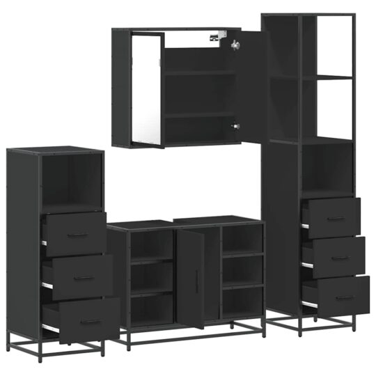 VXL8721102927768 g en hd 4 Set de mobilier de baie 4 piese Lemn negru prelucrat VXL8721102927768 g en hd 4