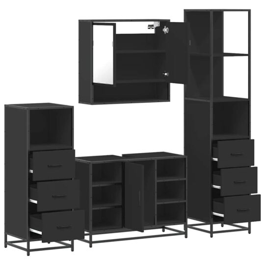 VXL8721102928062 g en hd 4 Set de mobilier de baie 4 piese Lemn negru prelucrat VXL8721102928062 g en hd 4
