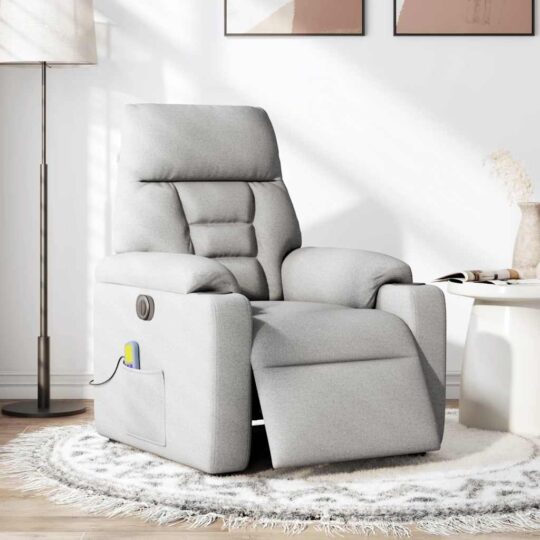 Alternative view of Scaun reclinabil electric pentru masaj Cloud Grey Fabric