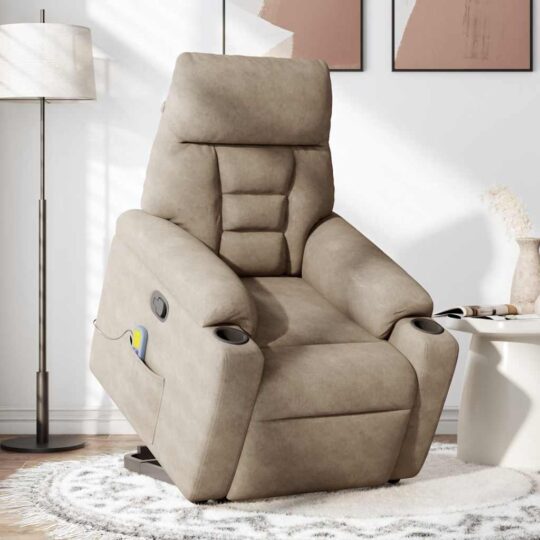 VXL8721102960765 g en hd 1 Fotoliu de masaj rabatabil cu ridicare, gri taupe, microfibră VXL8721102960765 g en hd 1