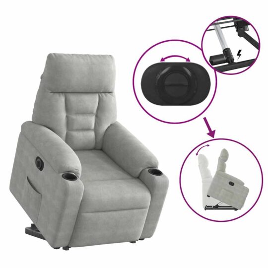 VXL8721102960840 g en hd 7 Fotoliu rabatabil electric cu ridicare, gri deschis, microfibră VXL8721102960840 g en hd 7