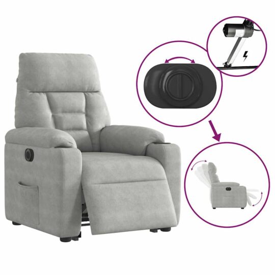 VXL8721102960840 g en hd 8 Fotoliu rabatabil electric cu ridicare, gri deschis, microfibră VXL8721102960840 g en hd 8