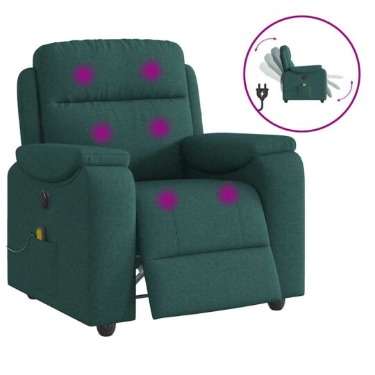 VXL8721102964244 g en hd 8 Fotoliu electric de masaj rabatabil, verde închis, textil VXL8721102964244 g en hd 8