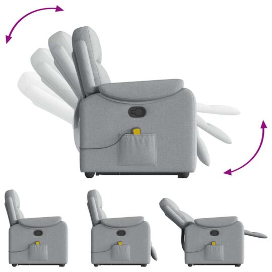 VXL8721102964381 g en hd 6 Fotoliu de masaj rabatabil cu ridicare, gri deschis, textil VXL8721102964381 g en hd 6