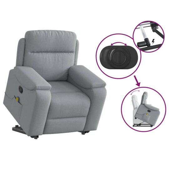 VXL8721102964381 g en hd 7 Fotoliu de masaj rabatabil cu ridicare, gri deschis, textil VXL8721102964381 g en hd 7