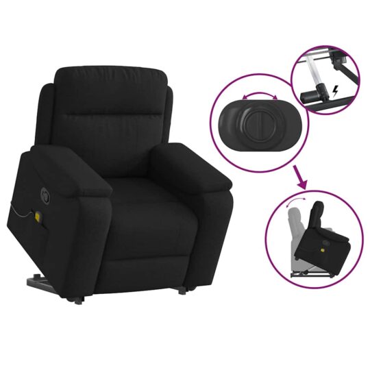 VXL8721102964404 g en hd 7 Fotoliu rabatabil de masaj, cu ridicare, negru, material textil VXL8721102964404 g en hd 7