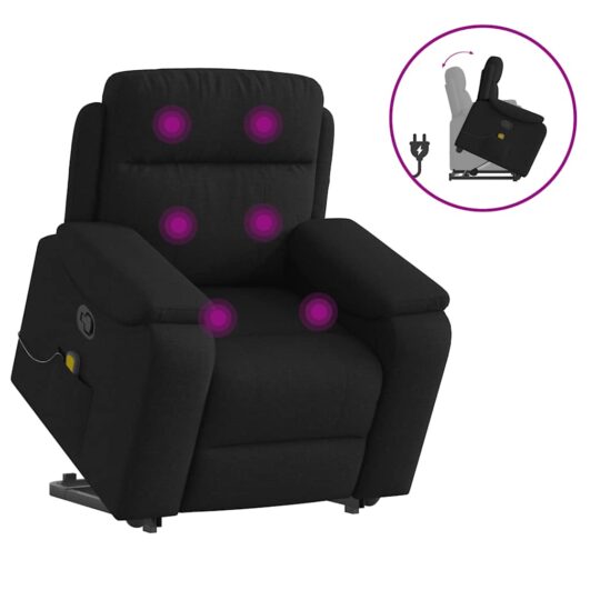 VXL8721102964404 g en hd 8 Fotoliu rabatabil de masaj, cu ridicare, negru, material textil VXL8721102964404 g en hd 8