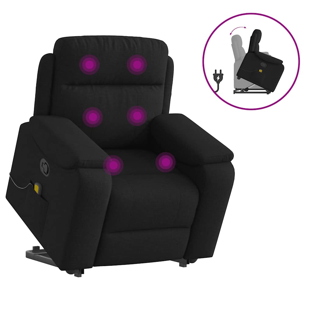 VXL8721102964404 g en hd 8 Fotoliu rabatabil de masaj, cu ridicare, negru, material textil Fotoliu rabatabil de masaj, cu ridicare, negru, material textil - imagine 9