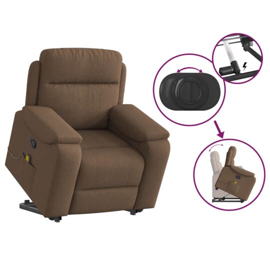 VXL8721102964428 g en hd 7 Fotoliu de masaj rabatabil cu ridicare, maro, textil VXL8721102964428 g en hd 7