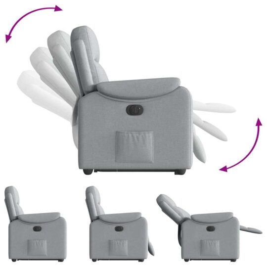 VXL8721102964480 g en hd 6 Fotoliu electric rabatabil cu ridicare, gri deschis, textil VXL8721102964480 g en hd 6